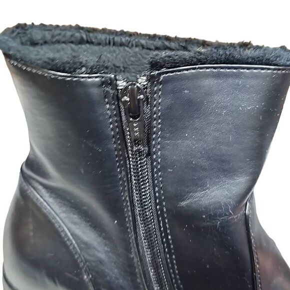 Khombu Women's Black Side Zip Buckle Faux Fur Lining Heeled Ankle Boots Size 9 - Picture 6 of 14